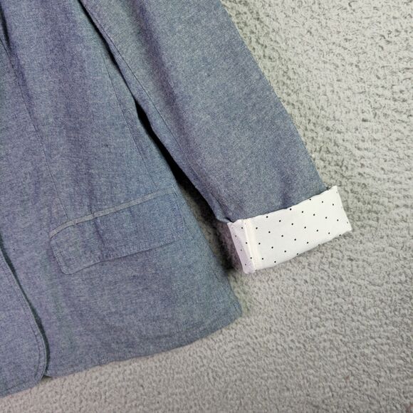 Gap Blue Chambray Preppy Blazer 12 Classic Notch Lapel Single Breasted Lined - Picture 13 of 16